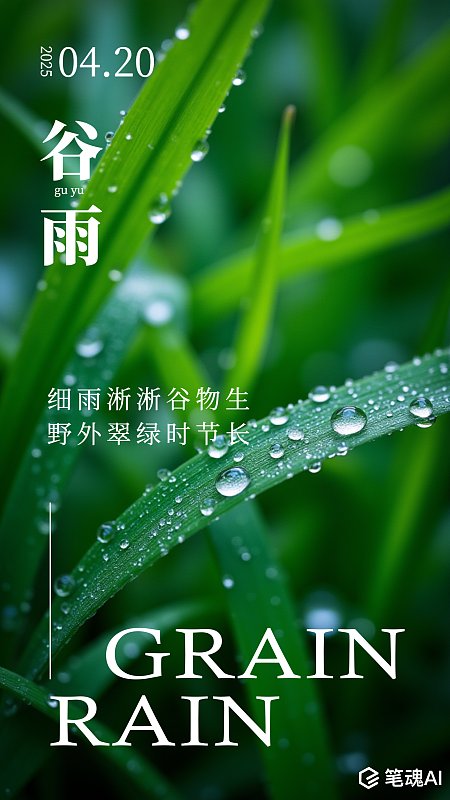春天春季谷雨节气简约摄影海报 春天 春季 谷雨节气 简约 摄影海报 谷雨 雨水 雨滴 草木