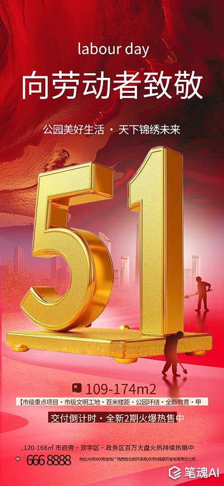 五一51劳动节红色系家装房产宣传销售海报 51 五一 劳动节 51劳动节 房地产 海报 五一劳动节房地产 51地产借势 海报  节日海报  创意海报  海报设计  