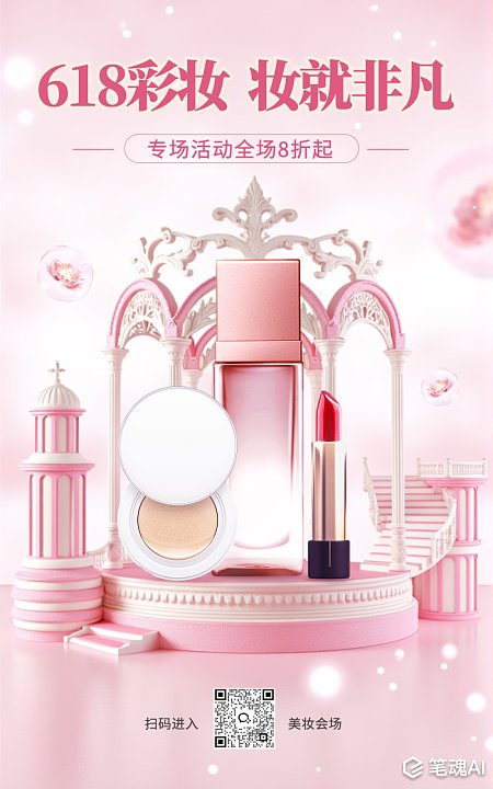 618购物节预售大促彩妆会场宣传海报 海报  创意海报 设计海报 宣传海报 电商海报 618彩妆海报 618预售