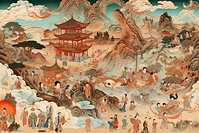 敦煌飞天卷轴画