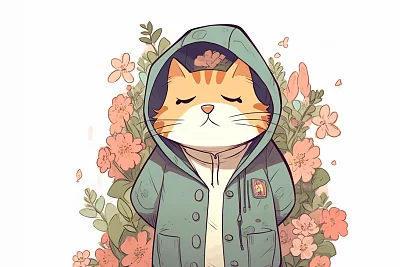 害羞微笑的孟加拉猫卡通贴纸