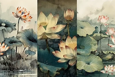 传统莲花水墨画艺术