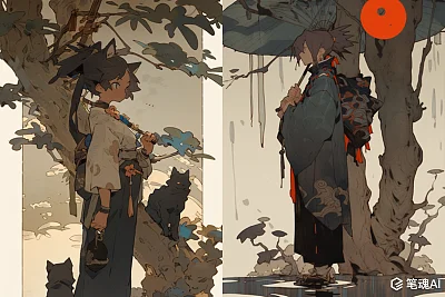 中国传统风格动漫木版画艺术