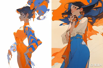 大胆风格美女插图