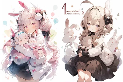 两岁女孩Q版动画片可爱小兔子