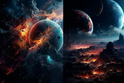 多彩星系太空壁纸