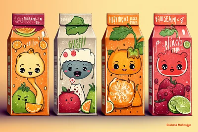 水果人物手绘插图果汁盒包装设计