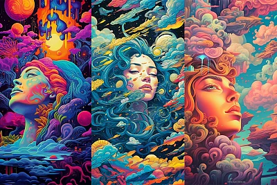 霓虹色调超现实梦境插图