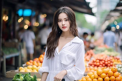 越南美女夏日街头超现实主义全身照