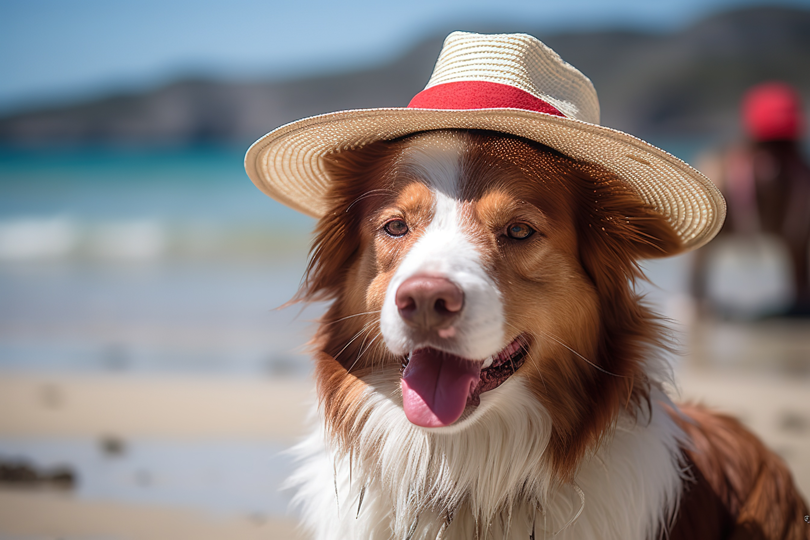 夏日北岛吉斯伯恩海滩威尔士牧羊犬