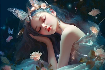梦幻风格小仙女安静睡眠