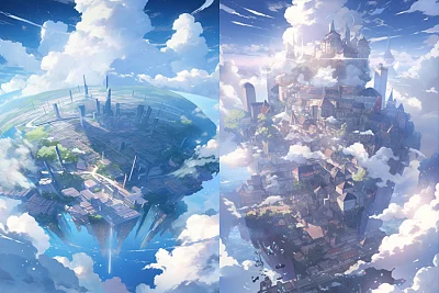 云端光遇式科技魔幻城市景观