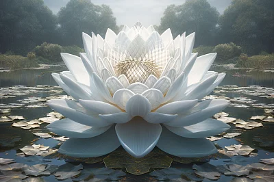 神秘几何白莲花超现实迷幻运动