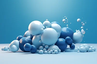 浅天蓝色靛蓝3D气泡插图