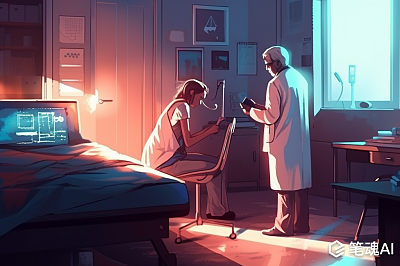 医生使用听诊器检查病人