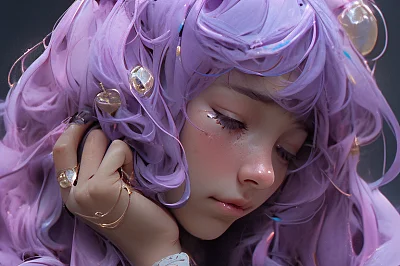赛博朋克风格哭泣美少女战士特写