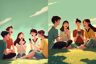夏日校园草坪上的欢乐时光