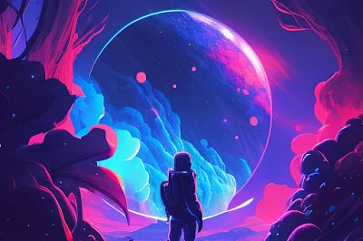 蓝色紫色星云艺术