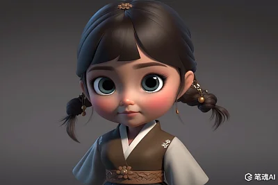 皮克斯风格韩服动漫女孩