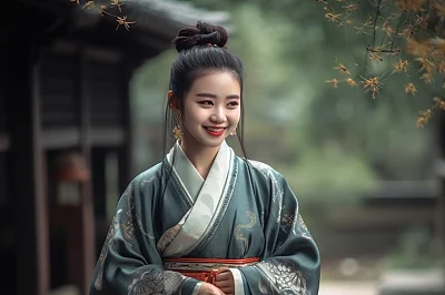 汉服美女微笑全身照