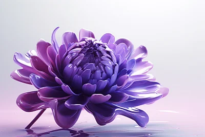 紫色花朵超现实3D渲染背景