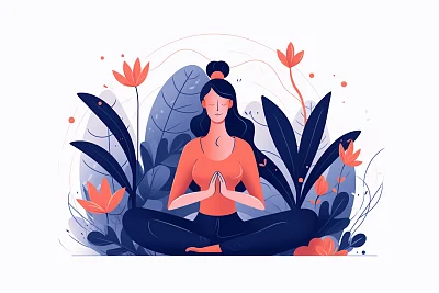 简约风格女性瑜伽插画设计