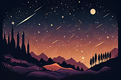 极简星空平面插画