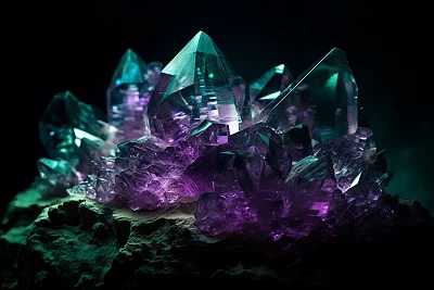 紫色绿色光能量水晶宝石摄影