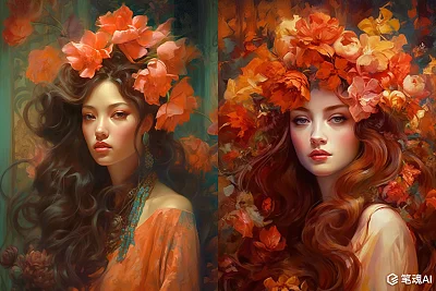 巴洛克风格异国美女画作