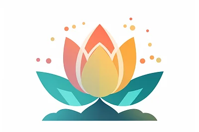 极简风格白色背景莲花图标