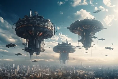 未来科技空中城市画卷