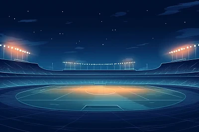 夏季运动会空场夜景矢量插图