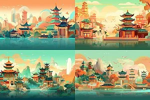 东方文化立体主义动画壁纸