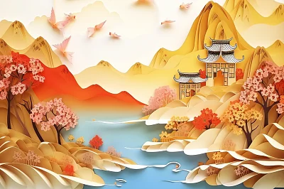 中国传统纸艺水彩画