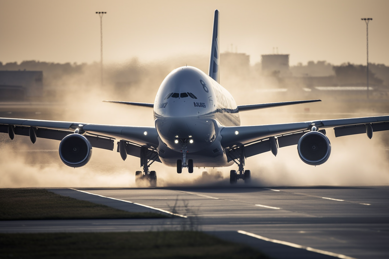 空中巨无霸A380起飞壮观场景