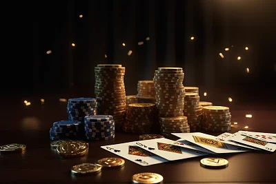 金色扑克牌赌场背景设计