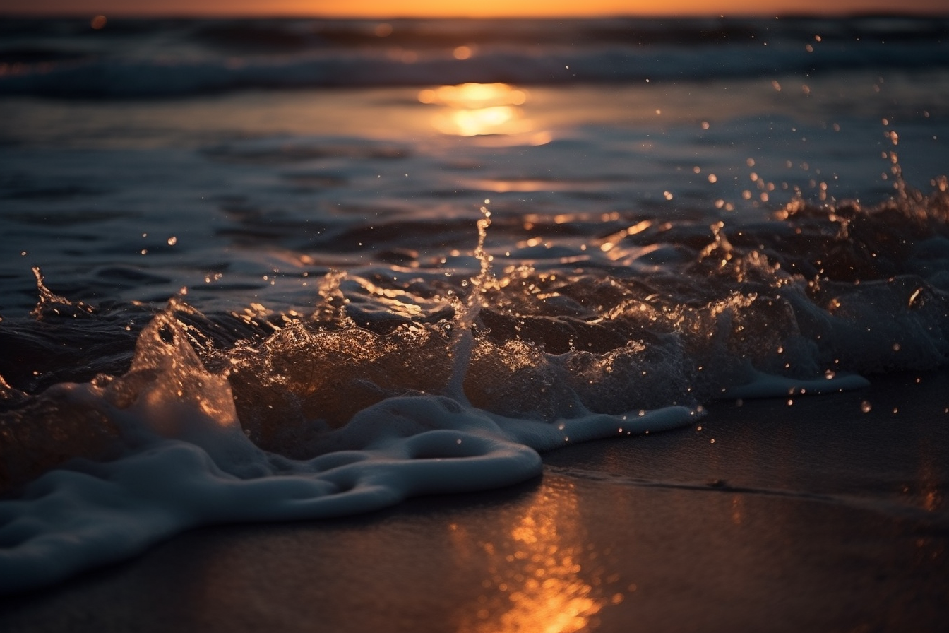 黄昏海滩电影级海浪摄影