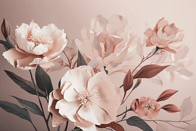 简约淡粉色花卉设计风格