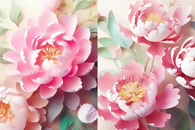 粉红牡丹纸本插画