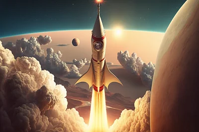 科幻风格金星探索专辑封面设计