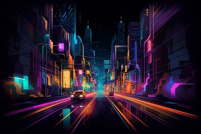 霓虹城市夜晚摄影抽象艺术