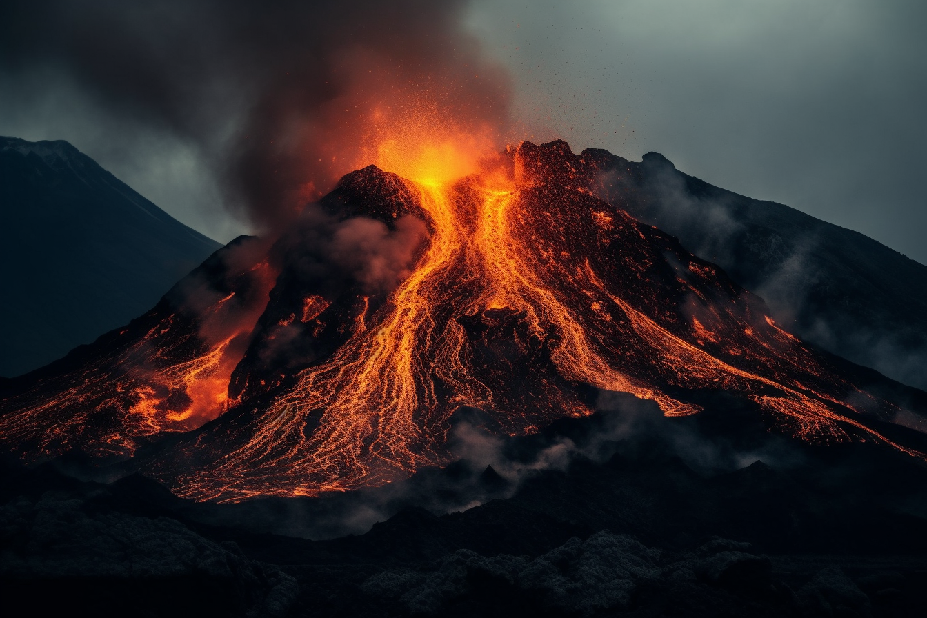 壮丽火山喷发景观