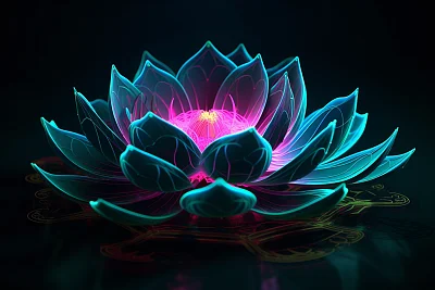 霓虹分形莲花艺术设计