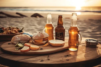 海滩休闲美食啤酒体验