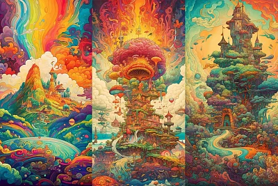 迷幻绿野仙踪超现实主义画作