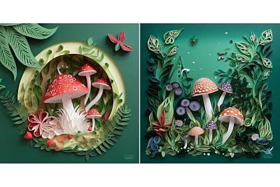 森林童话蘑菇纸雕艺术