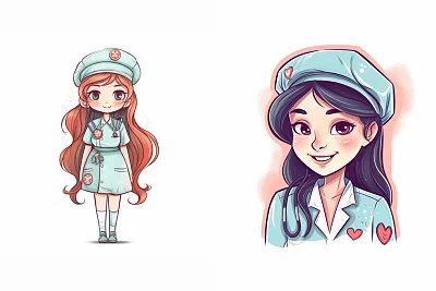 可爱美丽护士画