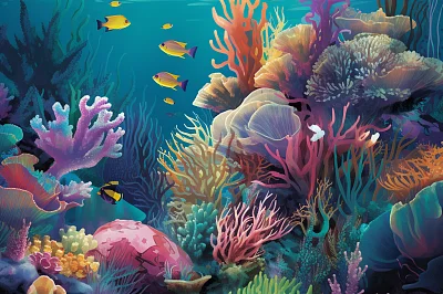明亮海底世界多彩海洋生物