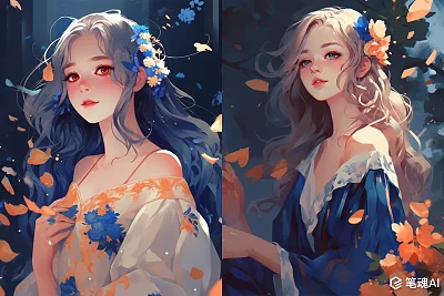 优雅华丽女孩插画