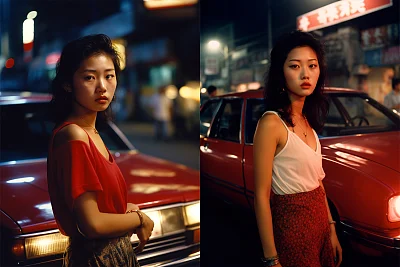 90年代中国深夜赌场女孩红裙抽烟